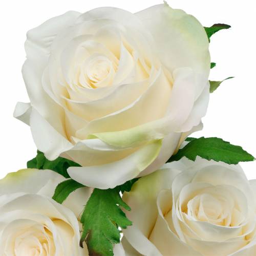gjenstander Hvit rose på stilk Silkeblomst kunstrose 3 stk