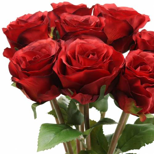 Rose i en haug kunstig rød 36cm 8stk