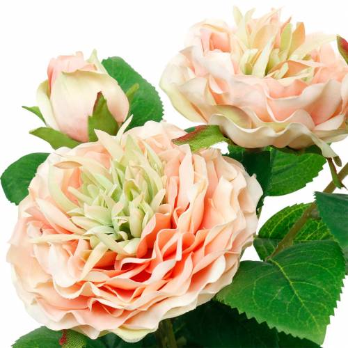 Dekorativ rose i en gryte, romantiske silkeblomster, rosa pion
