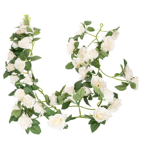 Kunstig rosegirlander med hvite blomster til dekorasjon, 170 cm