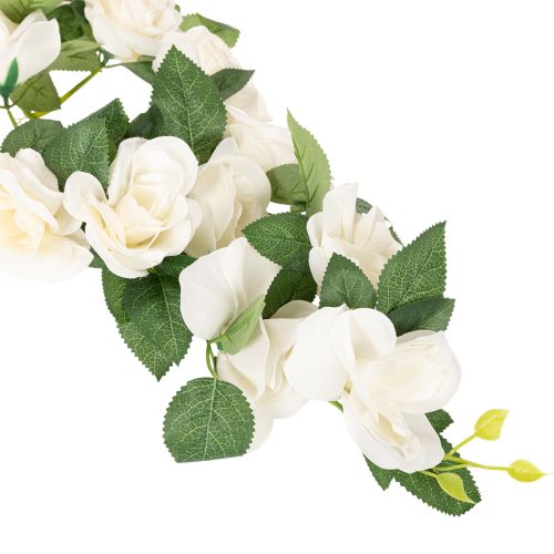 Kunstig rosegirlander med hvite blomster til dekorasjon, 170 cm | Floristik24.no