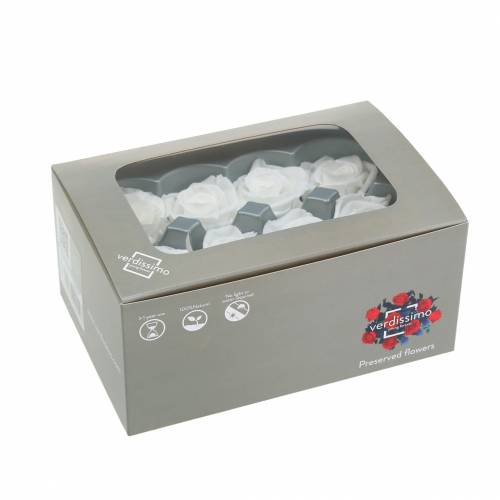 gjenstander Konserverte roser middels Ø4-4,5cm hvite 8 stk