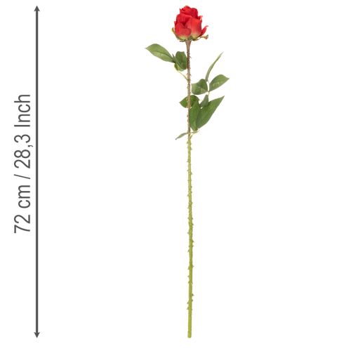 Rosegren silkeblomst kunstig rose rød 72 cm 3 stk | Floristik24.no