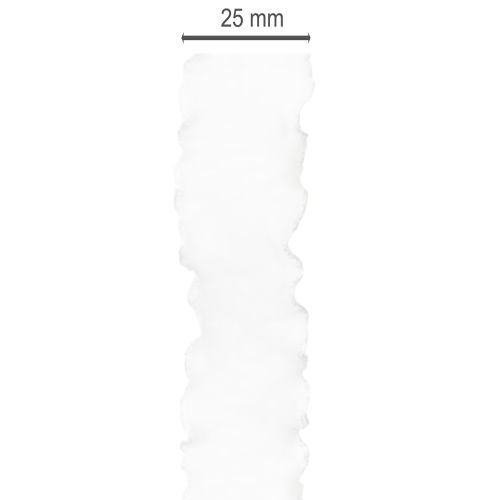 Hvitt, rysset organzabånd, dekorativt bånd, 25 mm bredt, 10 m langt | Floristik24.no