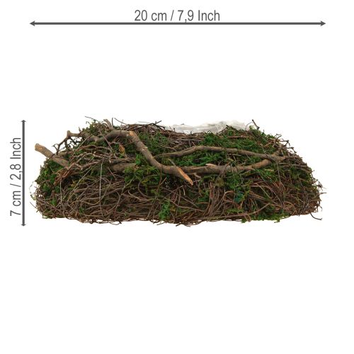 gjenstander Rund planteskål laget av vinranker med mose og folie til pynt