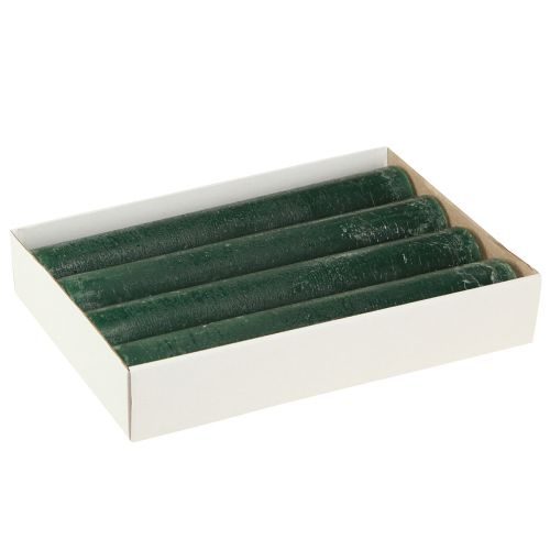 Floristik24 Ensfargede lys Rustikk grønt, spissformet lys for stemningsfull belysning og festlig dekorasjon 300 mm Ø50 mm 4 stk