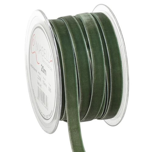 Fløyelsbånd gavebånd pyntebånd grønt B10mm 20m