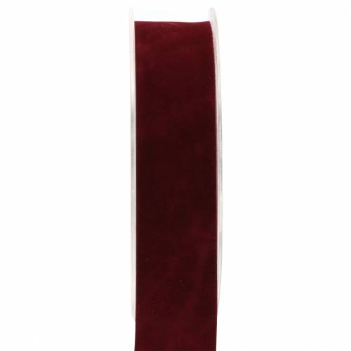 Fløyelsbånd Bordeaux rød 25mm 7m