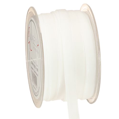 Fløyelsbånd hvitt dekorativt bånd gavebånd hvitt 10mm 20m