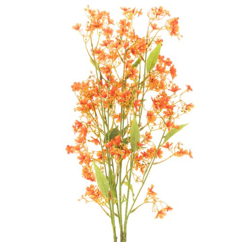 Kunstig blomst orkidegren oransje filigran romdekorasjon 110 cm 3 stk