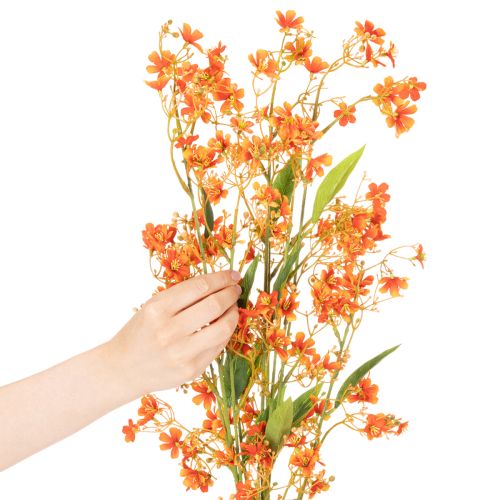 Kunstig blomst orkidegren oransje filigran romdekorasjon 110 cm 3 stk | Floristik24.no