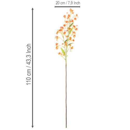 Kunstig blomst orkidegren oransje filigran romdekorasjon 110 cm 3 stk | Floristik24.no