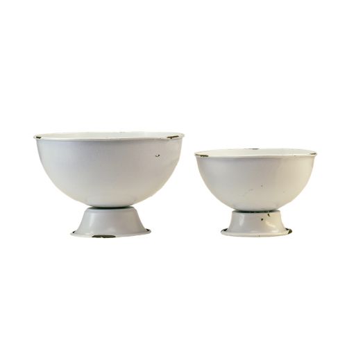 Koppskål dekorativ kopp hvit rust Ø15cm H10cm sett med 2 stk