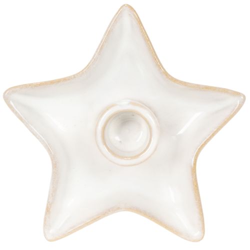 Keramisk stjernelysestake, hvit, for spisslys, 12 cm, 2 stk. | Floristik24.no