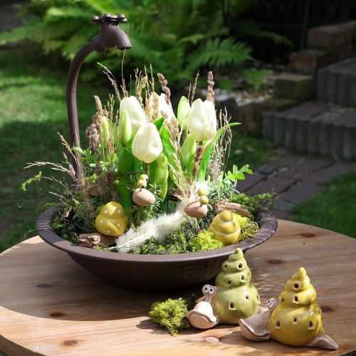 gjenstander Planteskål, ideelt blikkfang for utendørsområder, med krandesignelement, 36 cm