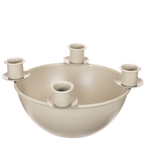 Lysestake med 4 holdere, moderne adventskrans, beige, 15 cm