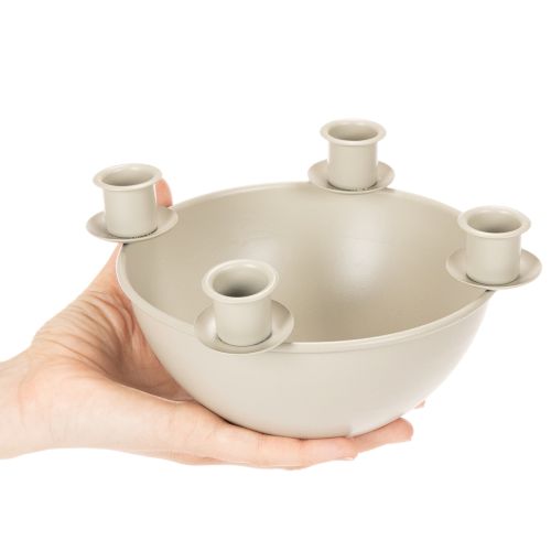 Lysestake med 4 holdere, moderne adventskrans, beige, 15 cm | Floristik24.no
