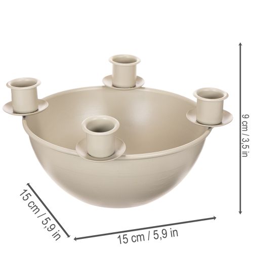 Lysestake med 4 holdere, moderne adventskrans, beige, 15 cm | Floristik24.no