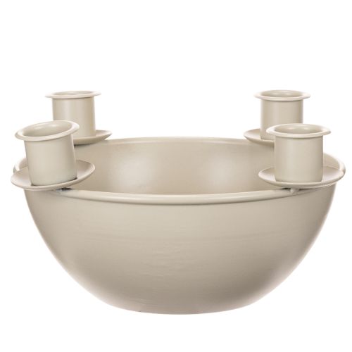 Lysestake med 4 holdere, moderne adventskrans, beige, 15 cm | Floristik24.no