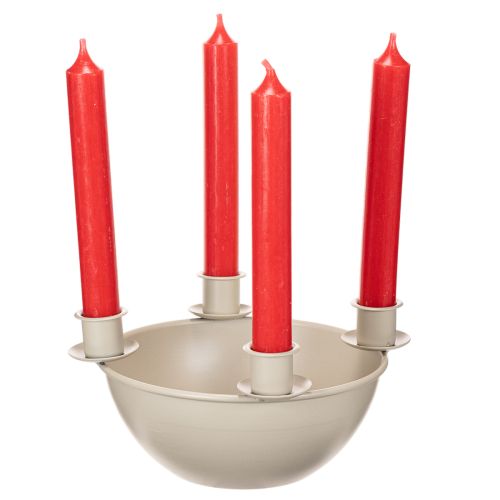 Lysestake med 4 holdere, moderne adventskrans, beige, 15 cm | Floristik24.no
