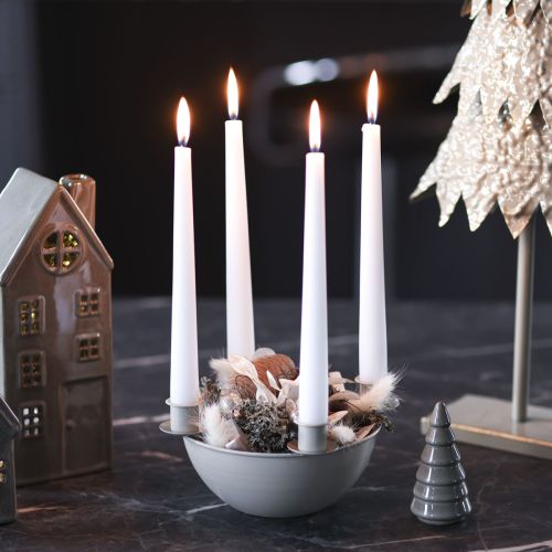 Lysestake med 4 holdere, moderne adventskrans, beige, 15 cm | Floristik24.no