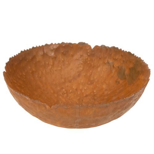 Rund metallskål med rusteffekt, teksturert overflate, 20 cm