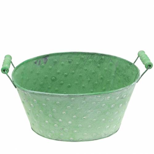Floristik24 Dekorativ bolleplanter metall grønn oval 25,5x18,5cm H13cm