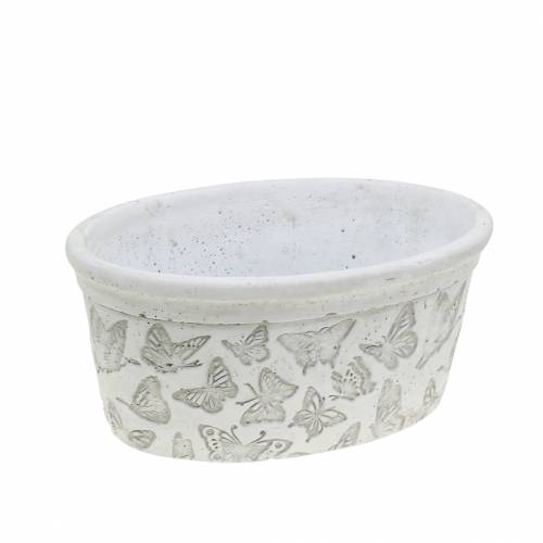 Floristik24 Plantepottebolle hvit med sommerfugler 17cm x 12cm H8cm 2stk
