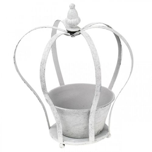 Floristik24 Dekorativ krone for planting, shabby chic, metallkrone, hagedekorasjon hvitvasket, sett med 2