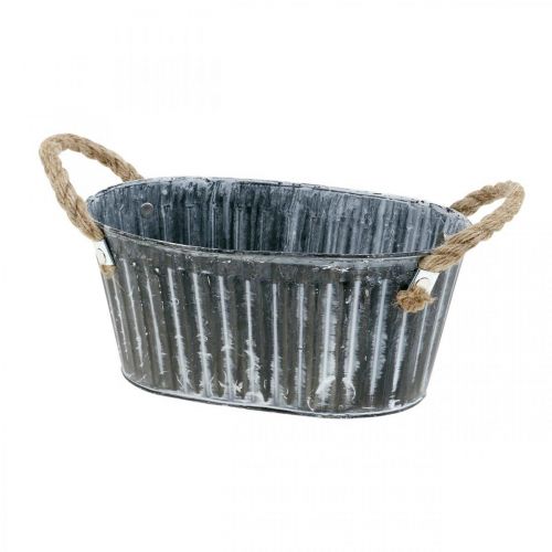 Floristik24 Planteskål i metall, blomsterskål for planting, dekorativ skål med håndtak L22,5 cm
