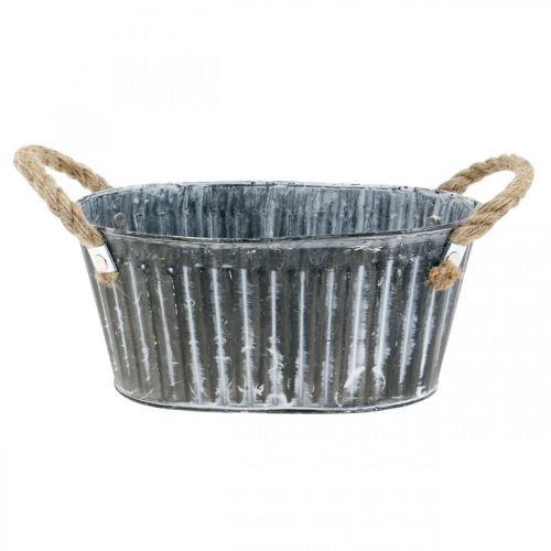 Floristik24 Planteskål i metall, blomsterskål for planting, dekorativ skål med håndtak L22,5 cm