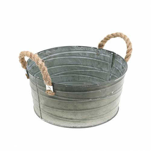 Sink skål viklingsmønster med tauhåndtak vasket hvit Ø21cm H11cm