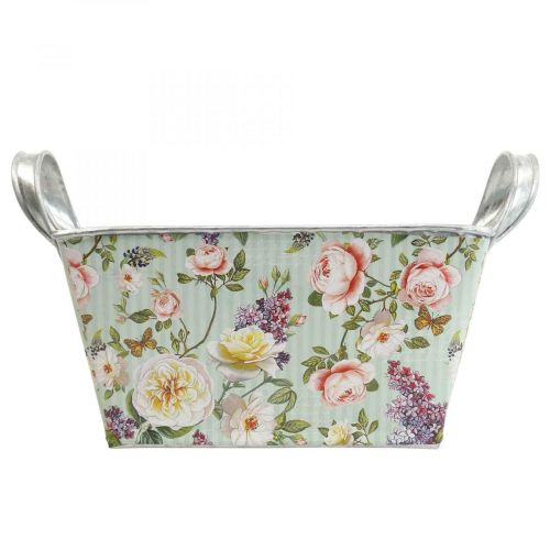 Floristik24 Jardiniere rose planter metall dekorasjon 20×12,5×10cm