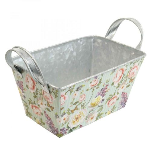 Floristik24 Jardiniere rose planter metall dekorasjon 20×12,5×10cm