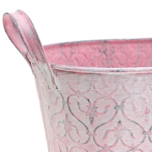 gjenstander Sinkbaljepotter med rosa dekor 25,5cm x 13,5cm H12cm