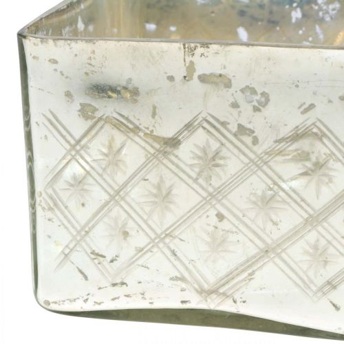 Glasskrukke med lokk shabby glass dekorasjon champagne 14×14×14,5cm