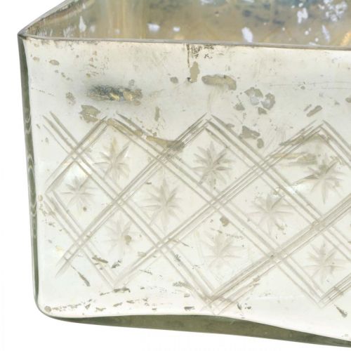 Floristik24 Glasskrukke med lokk shabby glass dekorasjon champagne 14×14×14,5cm