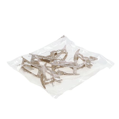 Floristik24 Gyngehest 7,5 cm gull med glitter 6stk