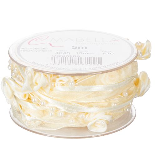 gjenstander Bånd Valentino kremfarget 15mm 5m