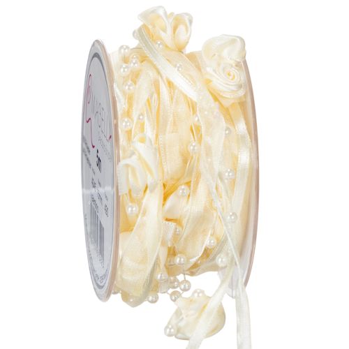 Floristik24 Bånd Valentino kremfarget 15mm 5m