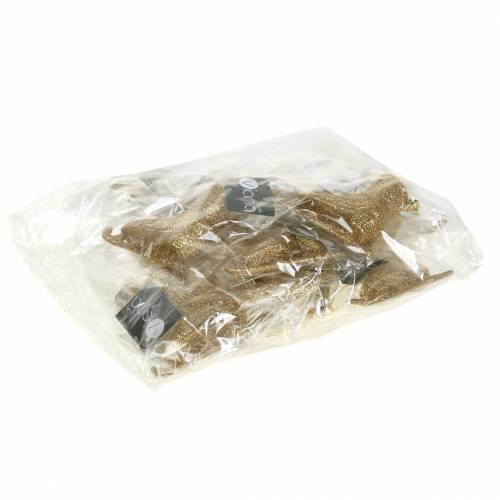 Floristik24 Juletrepynt skøyte gull, glitter 8cm 12stk