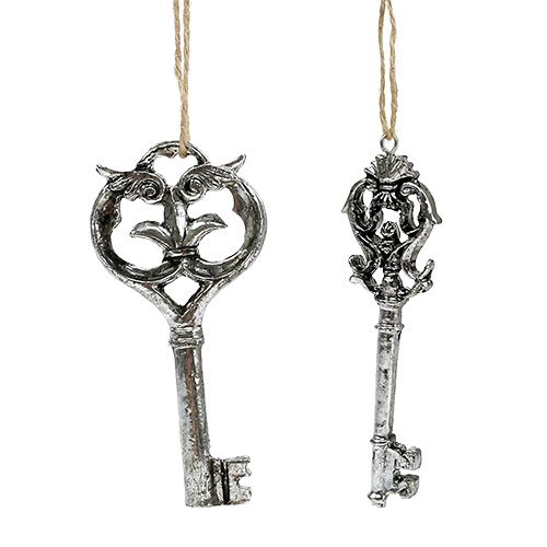 Floristik24 Nøkkel sølv 10cm ass. 6stk