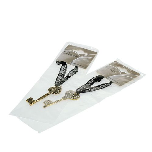 Floristik24 Nøkkel for henging 7cm gull, antikk 2 stk