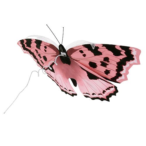 gjenstander Sommerfugl rosa 20cm på wire 2stk