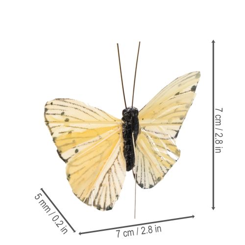 gjenstander Dekorative sommerfugler på ståltråd for fargerik borddekorasjon, 7 cm, 12 stk.