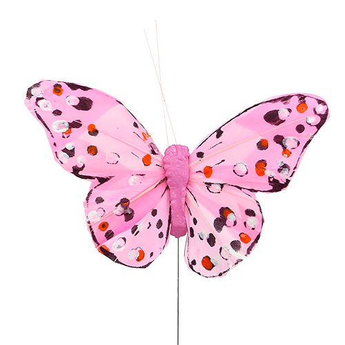 gjenstander Sommerfugl 10cm rosa 12stk