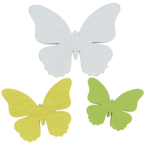 gjenstander Sommerfugl i tre hvit / gul / grønn 3cm - 5cm 48stk