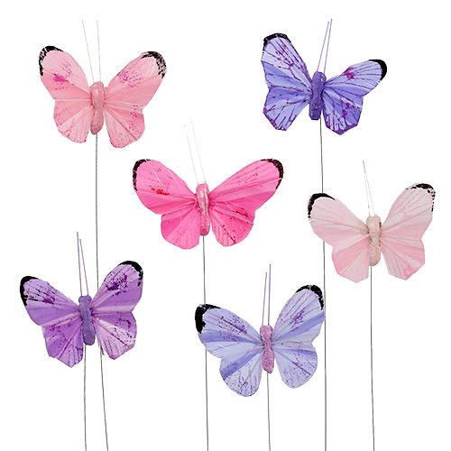 Floristik24 Butterfly 5cm rosa-lilla ass. 24stk