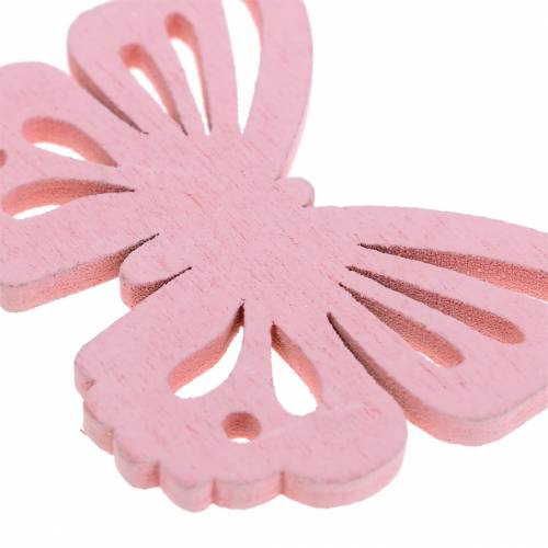 Floristik24 Spredt dekor sommerfugl hvit, gul, rosa assortert tre 5cm 40p