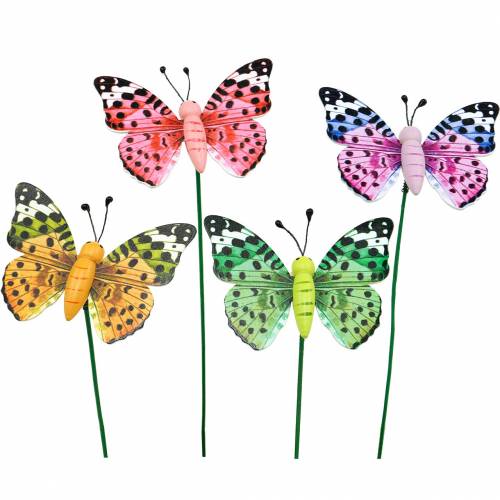 gjenstander Dekorativ sommerfugl på pinne Blomsterplugg Vårpynt 16 stk